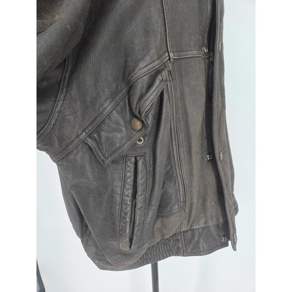 Vintage Canyon Ridge Mens Distressed Brown Leather Bomber Jacket Size 2XB 1990s - Picture 3 of 9